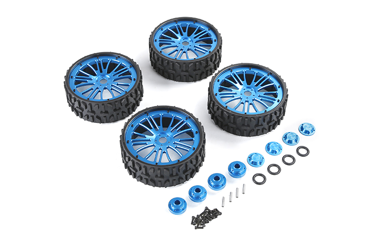 1/5 Rofun LT CNC Metal wheel hub and all terrain tires without inner foam - 4pcs/set -blue 871442-1/5 LOSI 5ive-T MiracleHobby